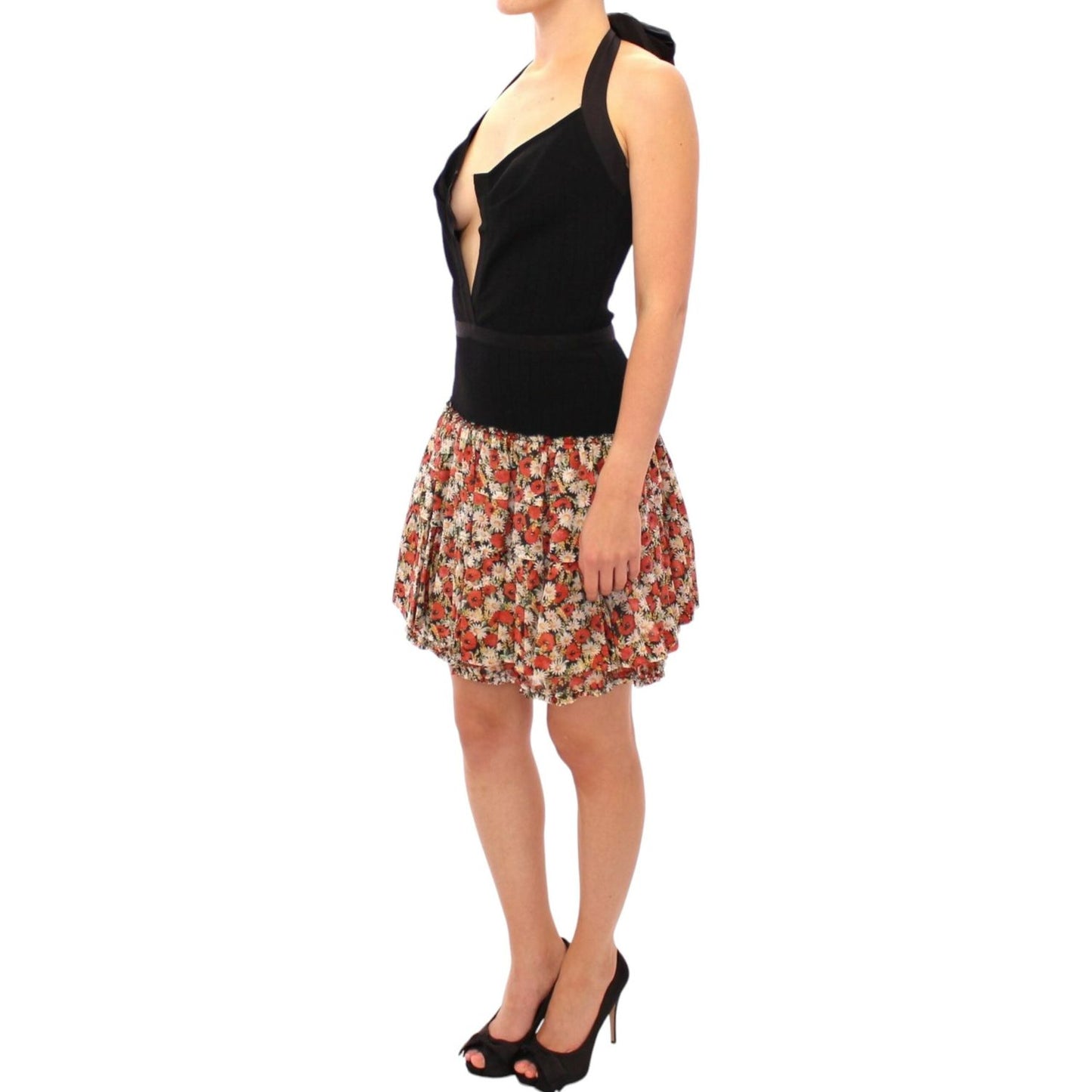 Dolce & Gabbana Multicolor floral bubble halterneck dress