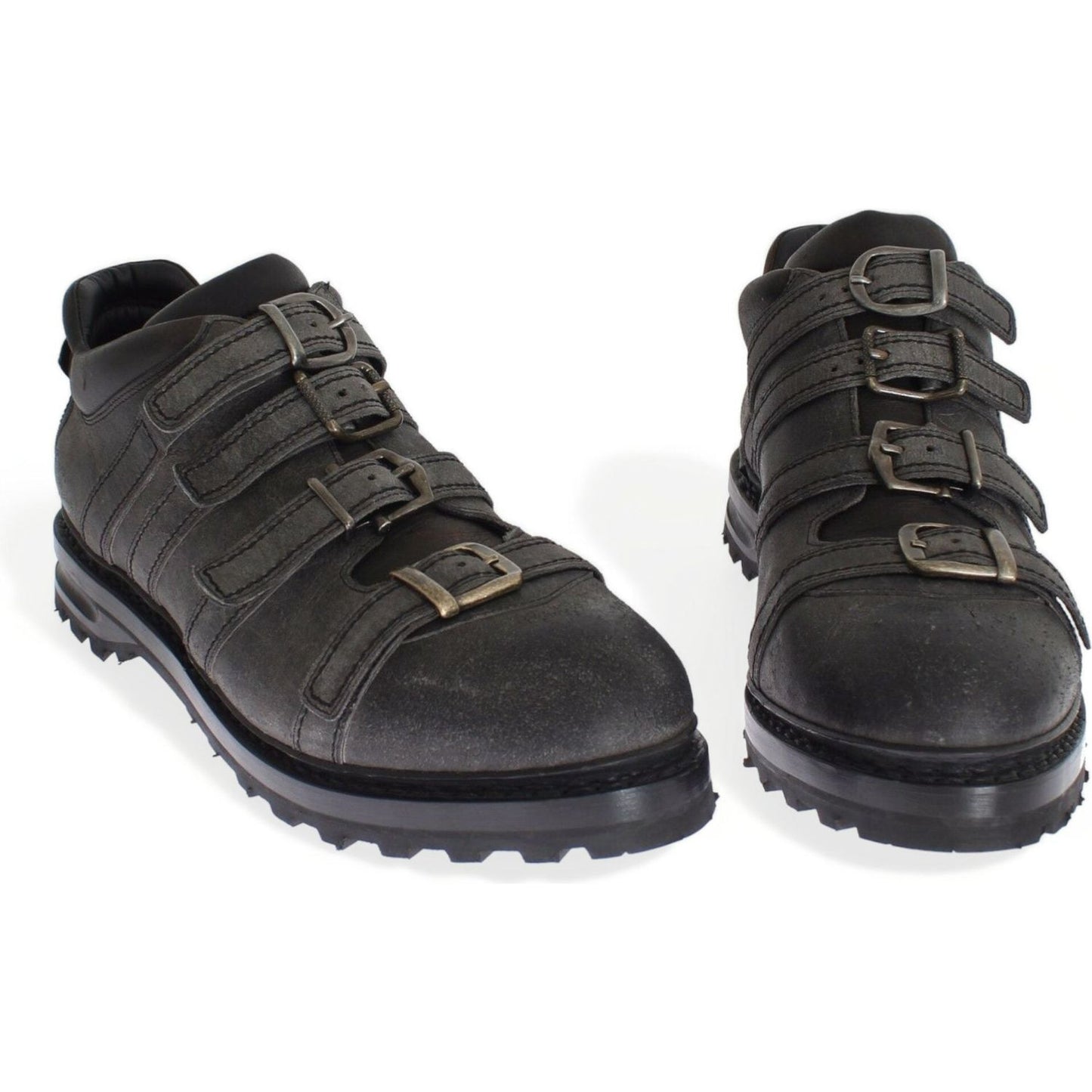 Dolce & Gabbana Gray Leather Ankle Strap Shoes Boots MOM26116-2
