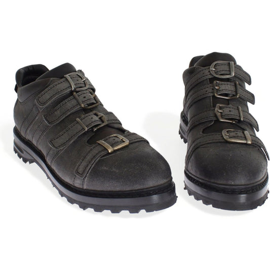 Dolce & Gabbana Gray Leather Ankle Strap Shoes Boots MOM26116-2