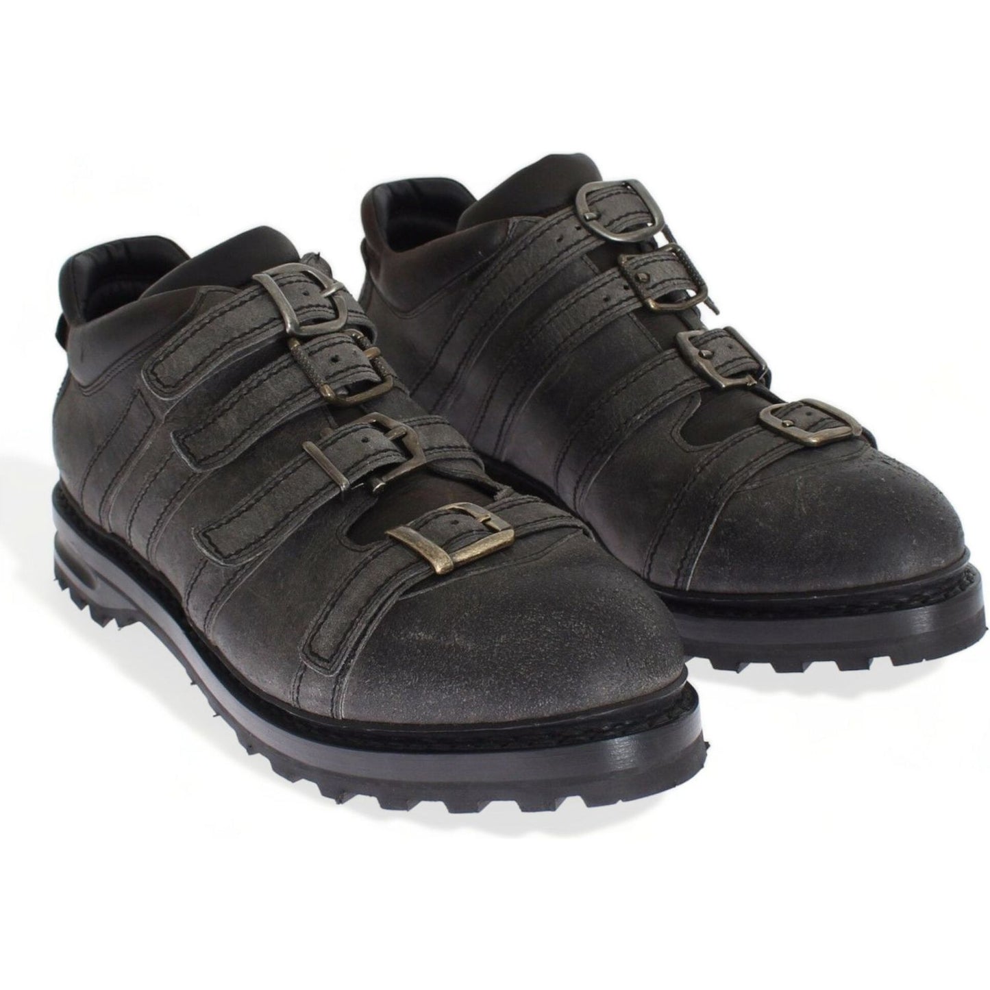 Dolce & Gabbana Gray Leather Ankle Strap Shoes Boots MOM26116-2