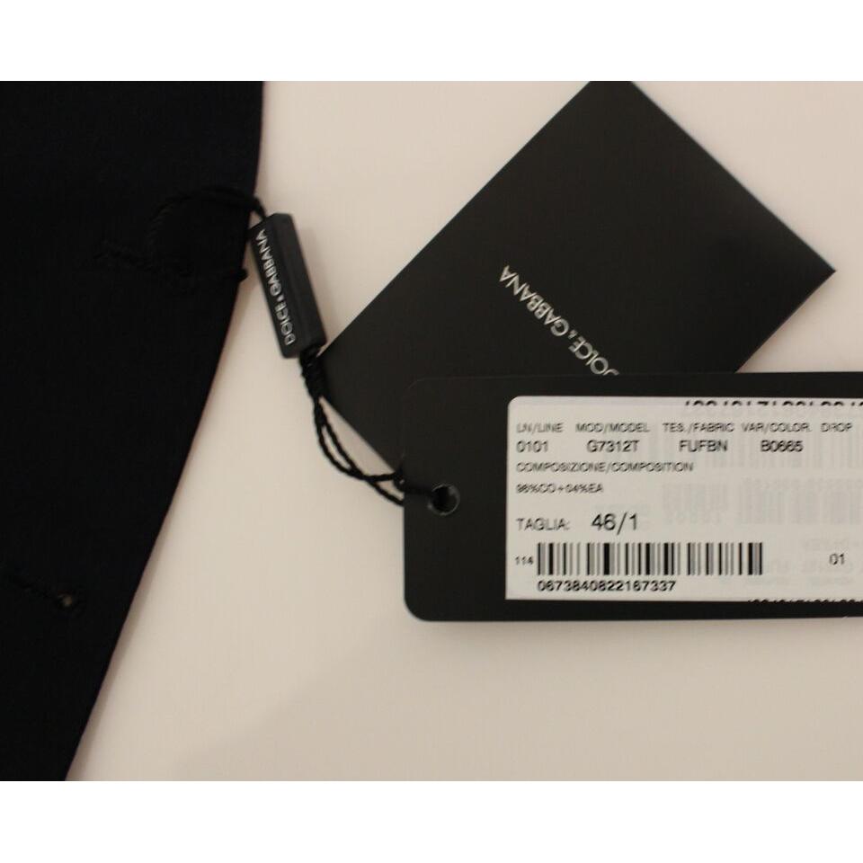 فستان دولتشي آند غابانا الأنيق المصنوع من القطن المرن باللون الأزرق