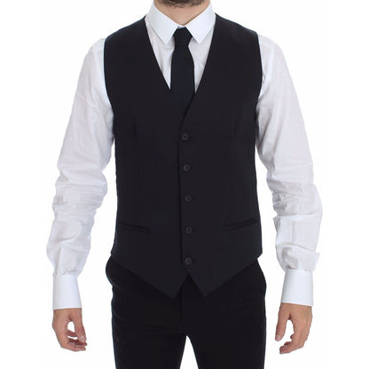 Dolce & Gabbana Blue Cotton Stretch Dress Vest Blazer