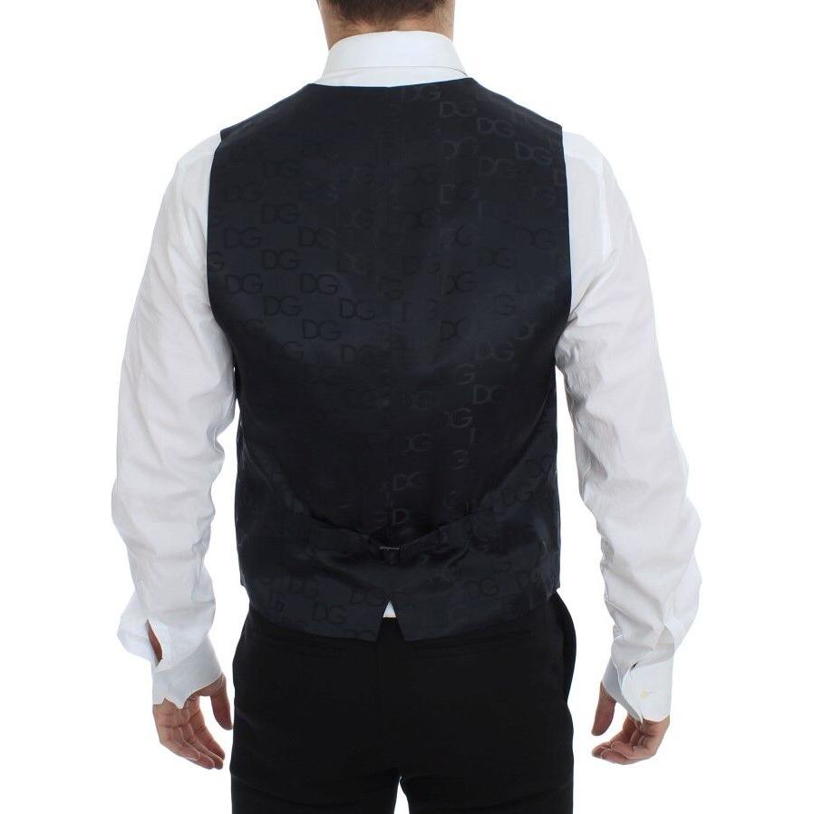 فستان دولتشي آند غابانا الأنيق المصنوع من القطن المرن باللون الأزرق