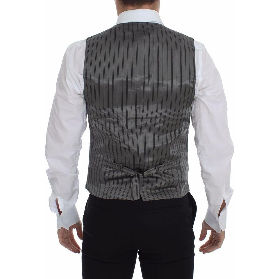 Dolce & Gabbana Gray Cotton Stretch Dress Vest Blazer