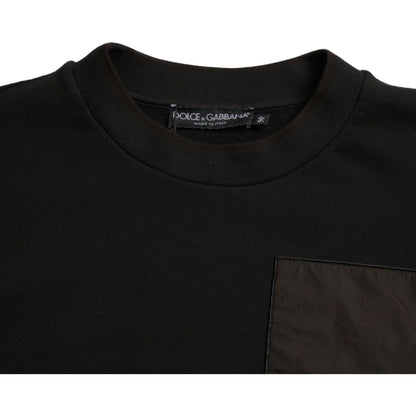 Dolce & Gabbana Black Cotton Crew Neck Men Pullover Sweater