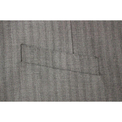 Dolce & Gabbana Gray Striped Wool Single Breasted Vest