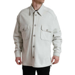 Dolce & Gabbana Grey Cotton Button Down Collared Coat Jacket