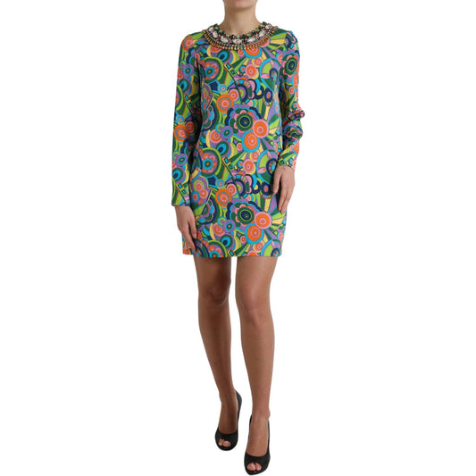 Dolce & Gabbana Multicolor Geometric Silk Mini Dress Dolce & Gabbana Dim Gray