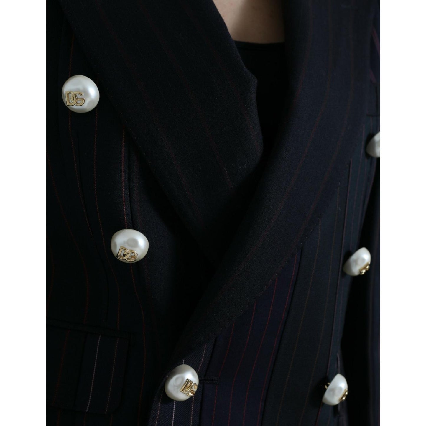 Dolce & Gabbana Black Striped SICILIA Double Breasted Jacket