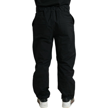 Dolce & Gabbana Black Polyester Logo Straight Pants