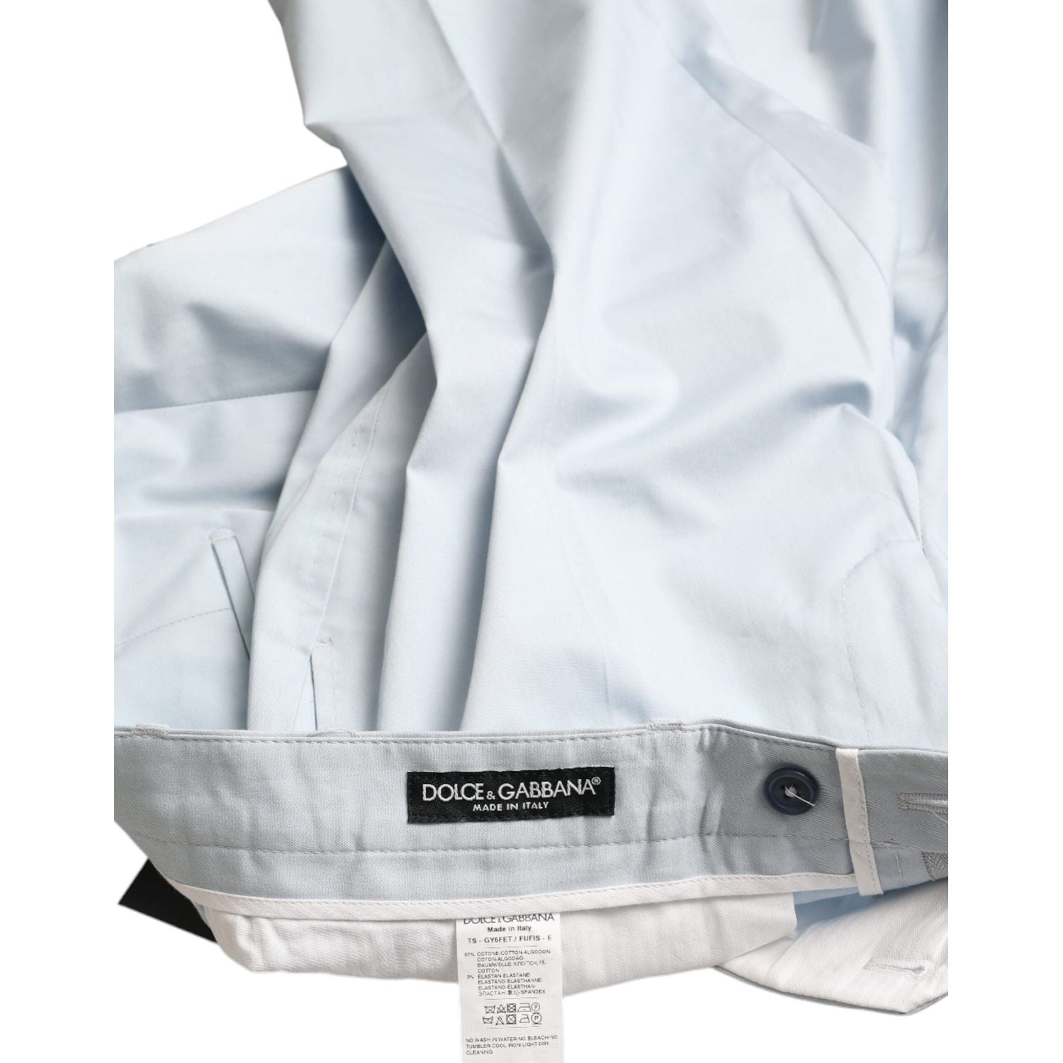 天蓝色棉质弹力紧身裤