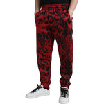 Dolce & Gabbana Red Black Leopard Stretch Jogger Pants