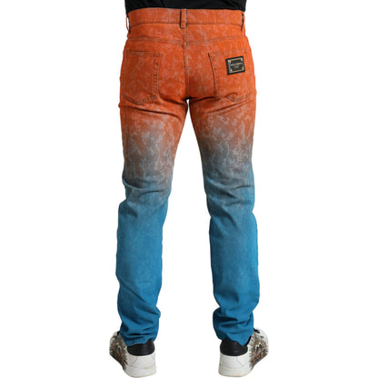Dolce & Gabbana Multicolor Ombre Cotton Slim Fit Denim Jeans