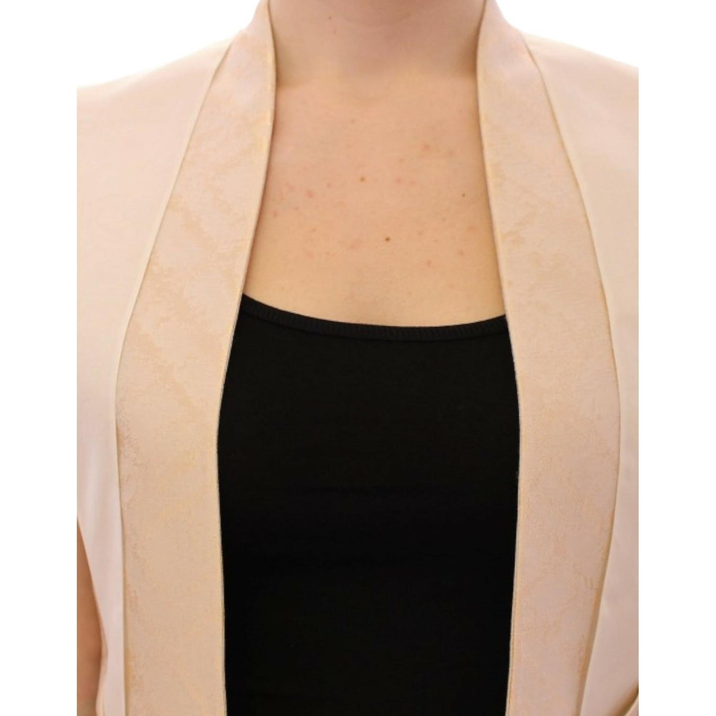 Zeyneptosun Beige brocade sleeveless jacket vest Coats & Jackets