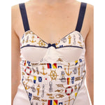 Dolce & Gabbana White Sailor Motif Stretch Tank Top Dolce & Gabbana Wheat