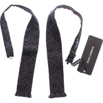 Dolce & Gabbana Gray Black Wool Bow Tie MOM24152