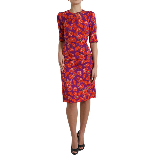 Dolce & Gabbana Vibrant Floral Silk Charmeuse Dress Dolce & Gabbana Sienna