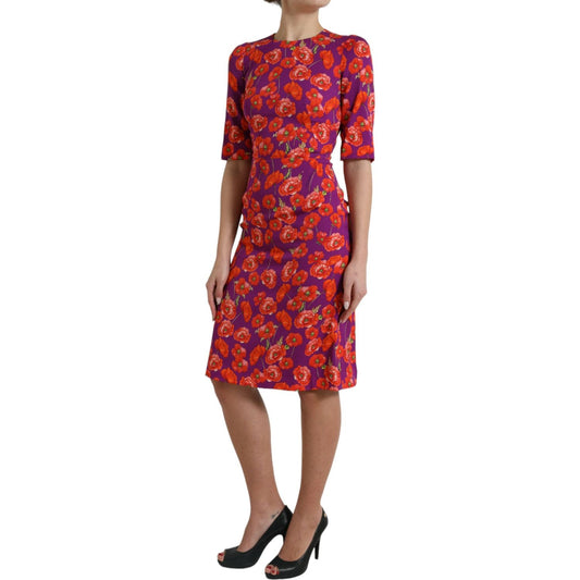Dolce & Gabbana Vibrant Floral Silk Charmeuse Dress Dolce & Gabbana Sienna