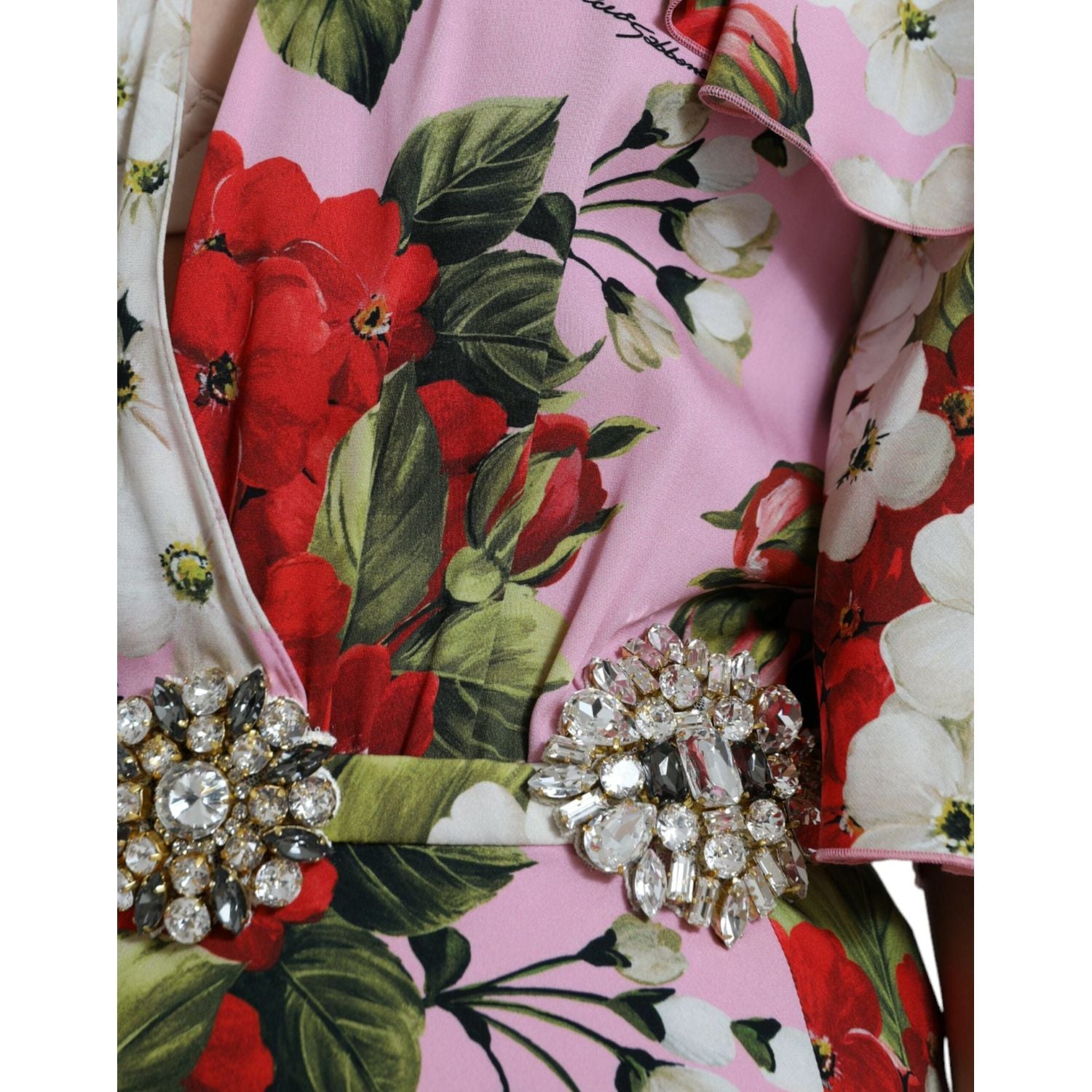 فستان حرير أنيق مزين بالكريستال من دولتشي آند غابانا