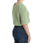 Ermanno Scervino Green Cropped Knit Sweater Knitted Jumper SIG11857-1