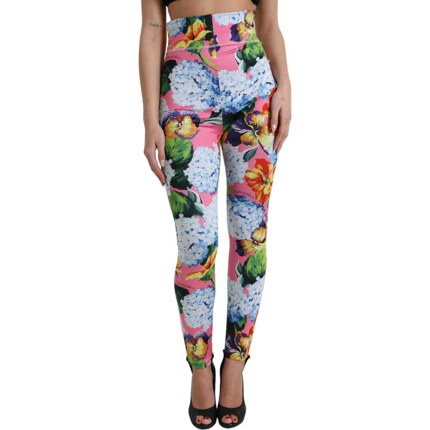 Dolce & Gabbana Multicolor Floral High Waist Leggings Pants