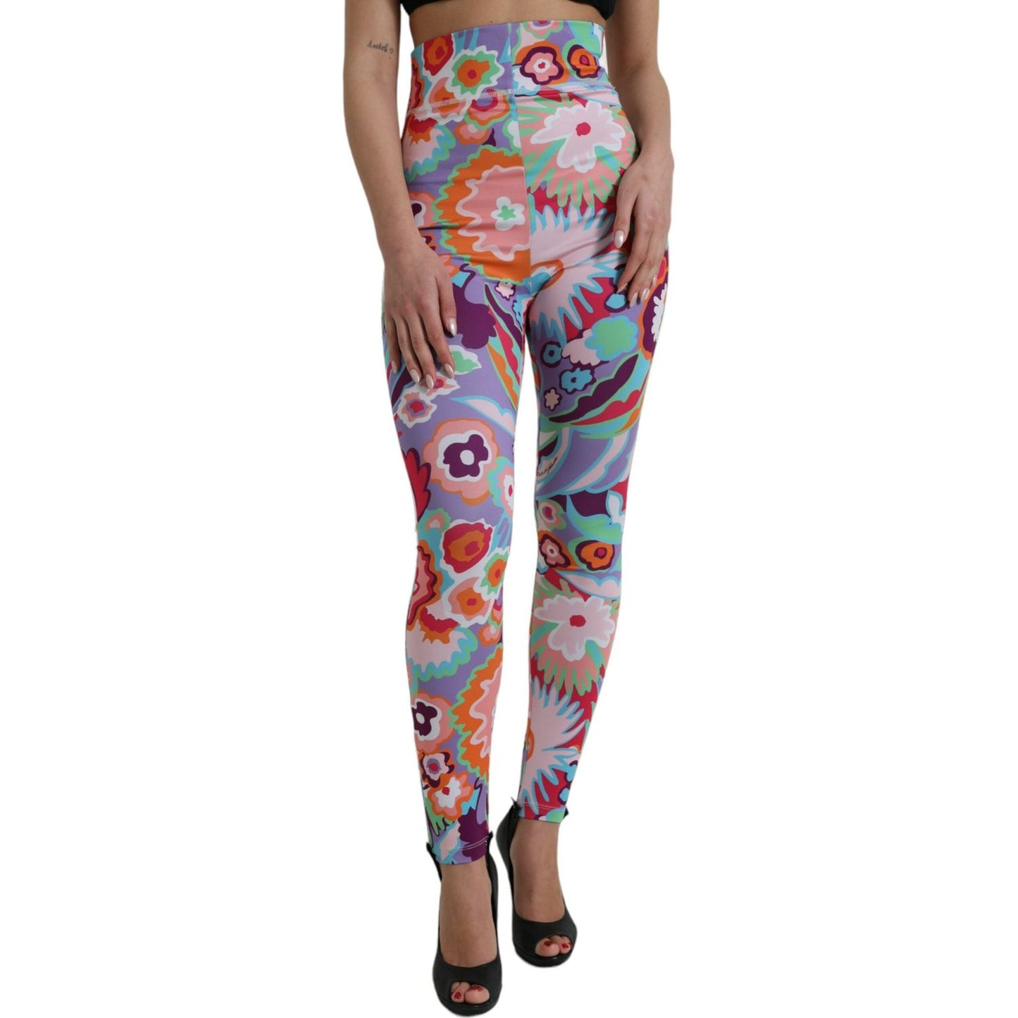Dolce & Gabbana Multicolor Floral High Waist Leggings Pants