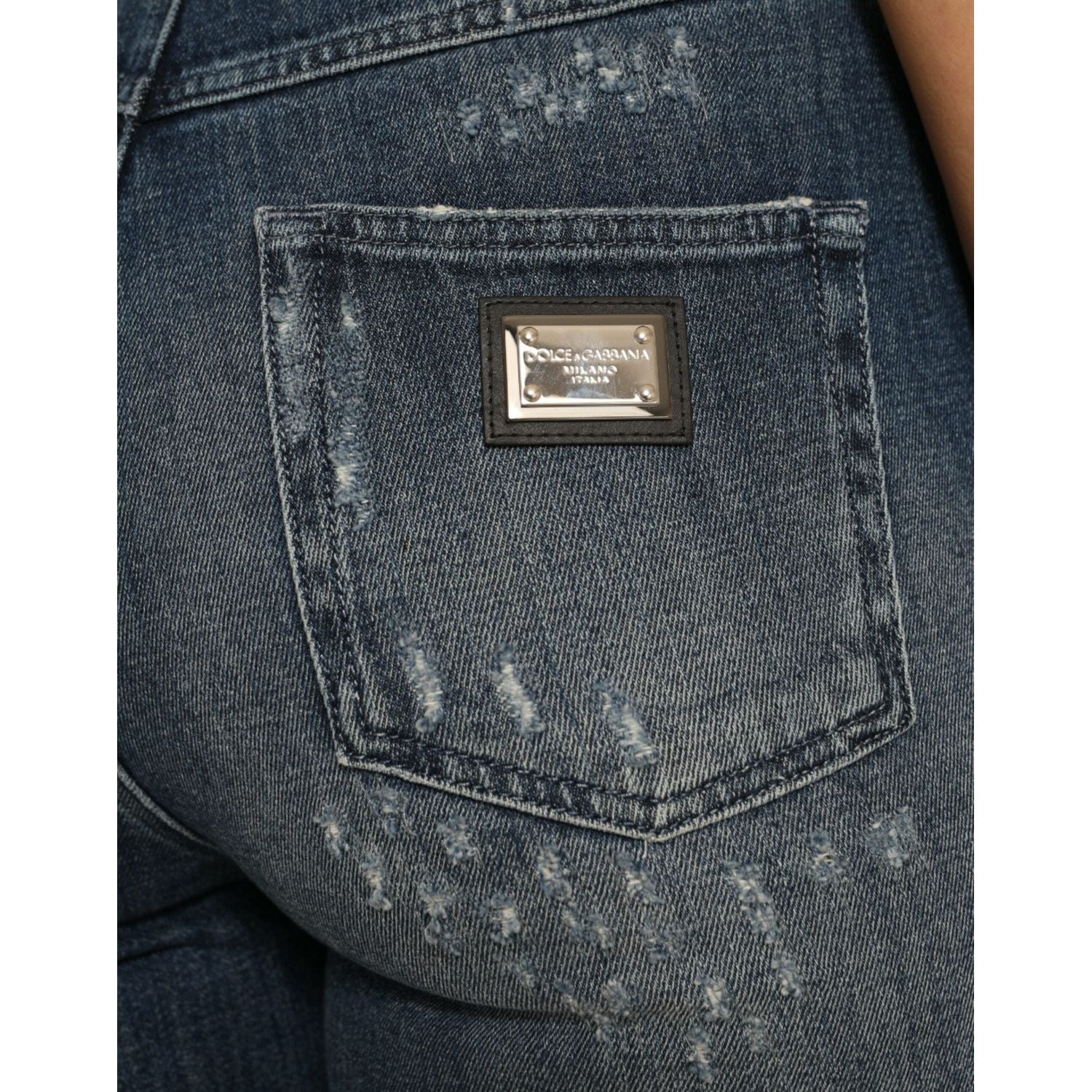 بنطلون جينز مطاطي أنيق بخصر مرتفع من دولتشي آند غابانا