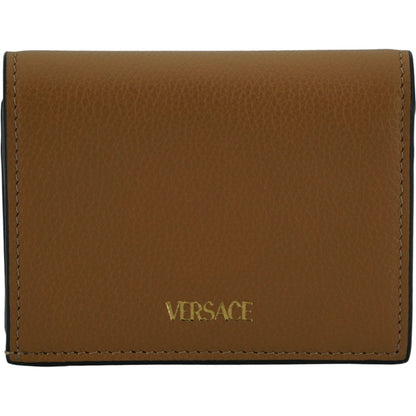Versace Brown Calf Leather Compact Wallet