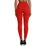 Dolce & Gabbana Red Nylon Stretch Slim Leggings Pants