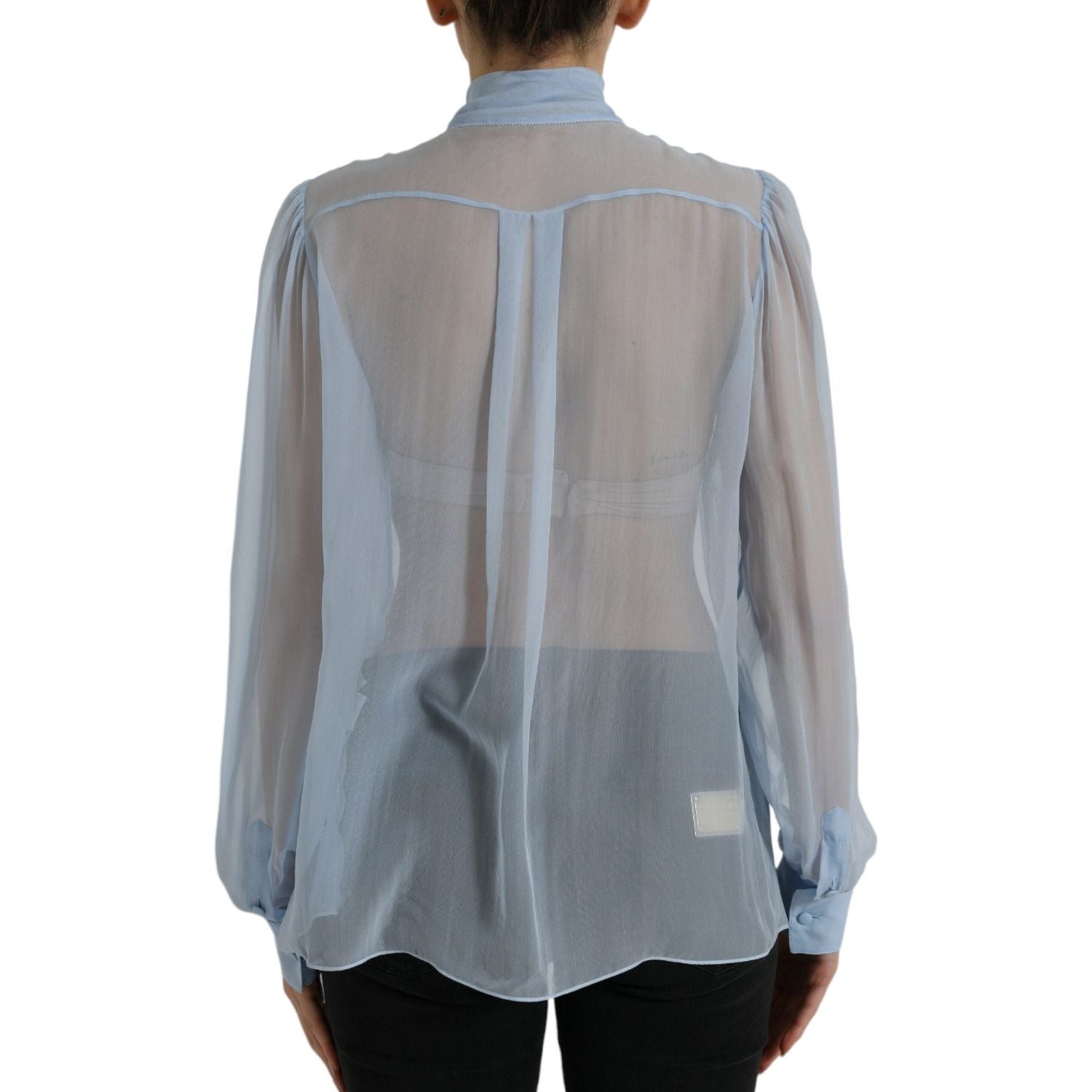 بلوزة دولتشي آند غابانا الحريرية الأنيقة بأكمام طويلة