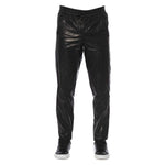 Trussardi Black Lamb Leather Men Trouser