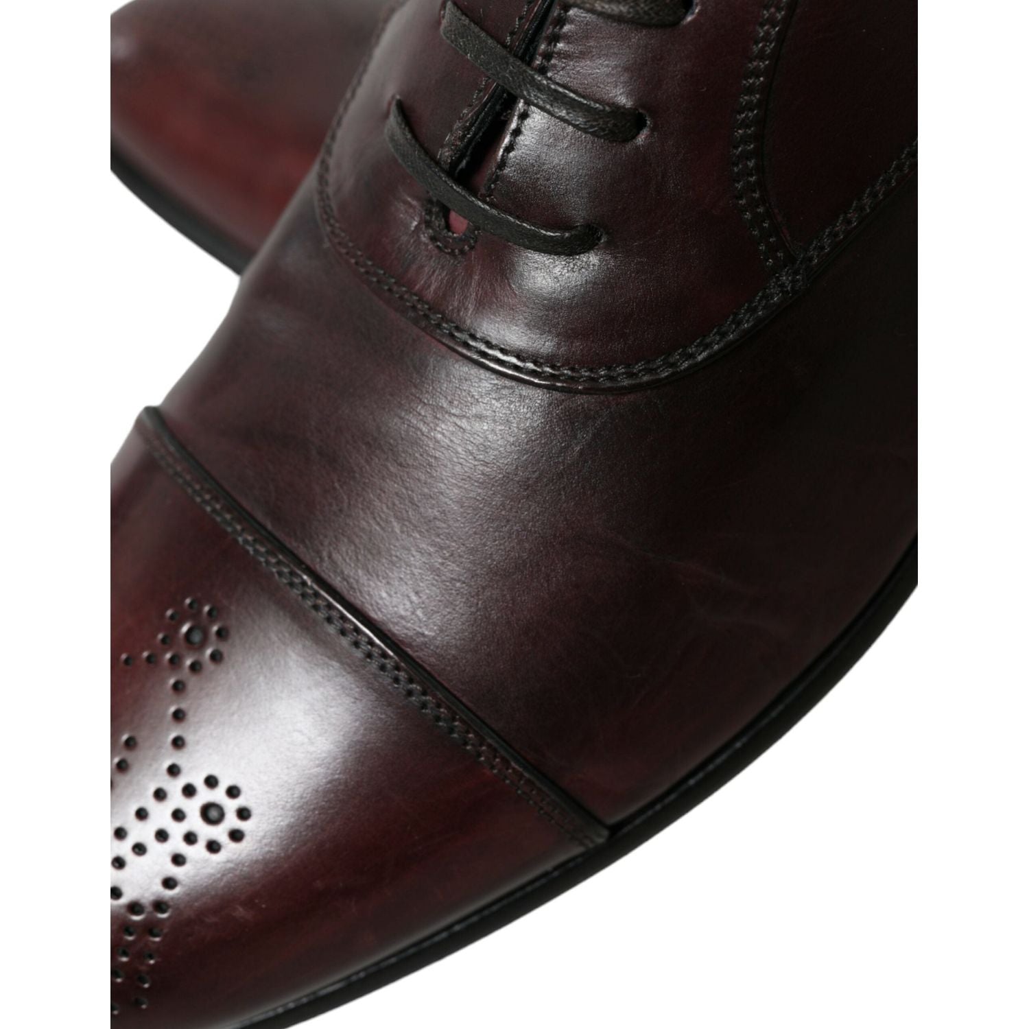 Dolce & Gabbana Bordeaux Leather Men Formal Derby Dress Shoes