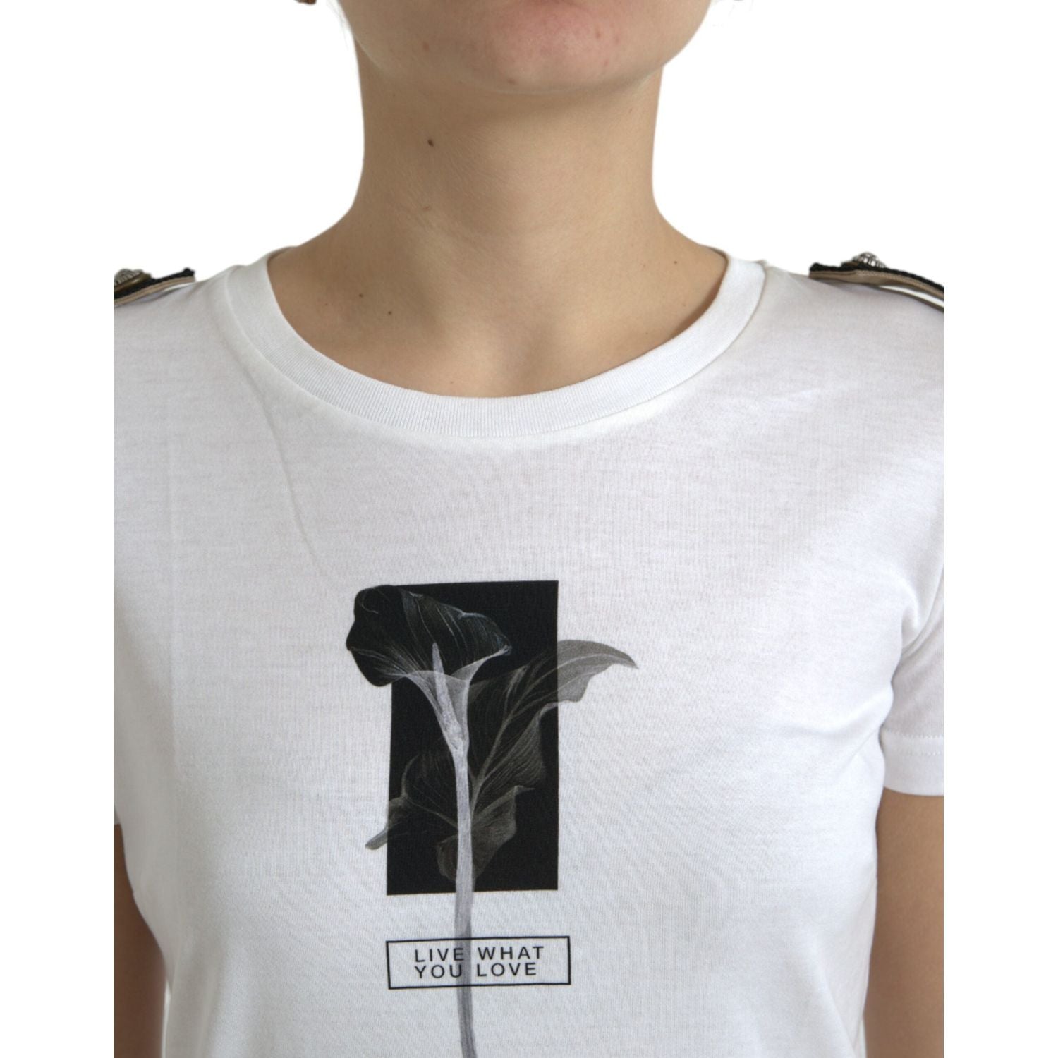 تي شيرت دولتشي آند غابانا الأنيق أحادي اللون برقبة دائرية