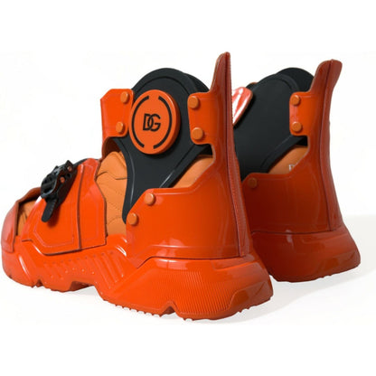 Dolce & Gabbana Orange Multi Panel Chunky High Top Sneakers Shoes
