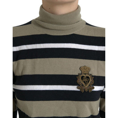 Dolce & Gabbana Multicolor Stripe Wool Logo Pullover Sweater