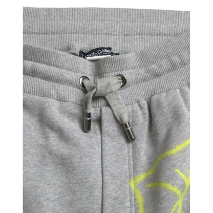 Dolce & Gabbana Gray Cotton Graffiti Sweatpants Jogger Pants