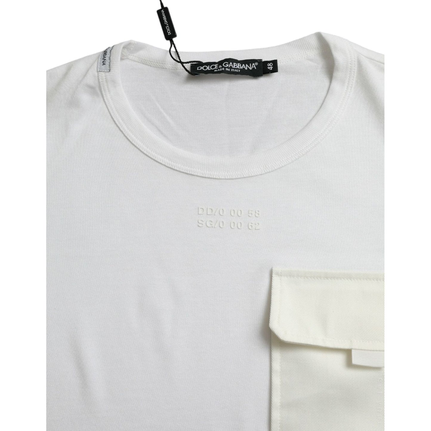 Dolce & Gabbana White Cotton Pocket Short Sleeves T-shirt