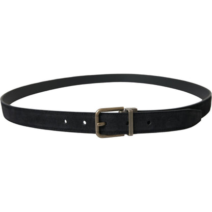 Dolce & Gabbana Black Suede Leather Gold Metal Buckle Belt