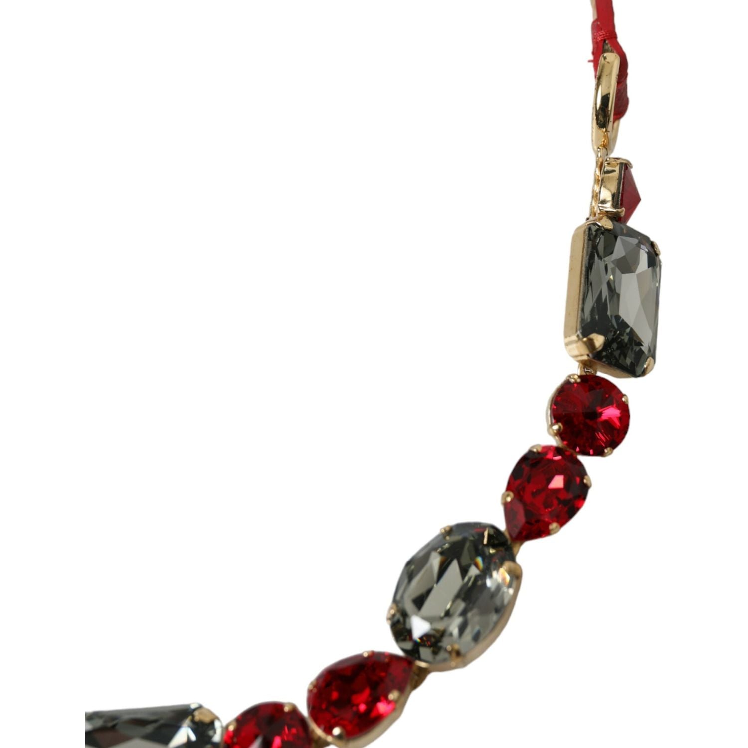 حزام الخصر دولتشي آند غابانا بمشبك كريستال أحمر لامع