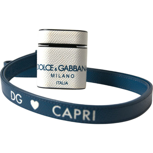 Dolce & Gabbana Chic Leather Airpods Case in Blue & White Dolce & Gabbana Light Gray