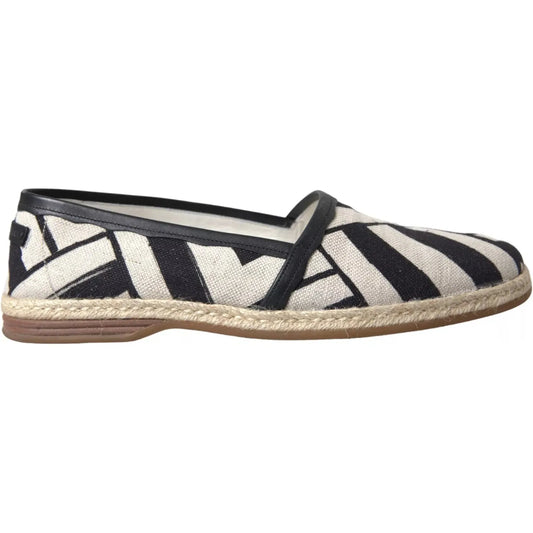 Dolce & Gabbana Black White Stripes Slip On Espadrille Shoes MV7921-41