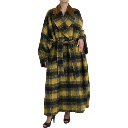 Dolce & Gabbana Yellow Checkered Long Sleeve Coat Jacket