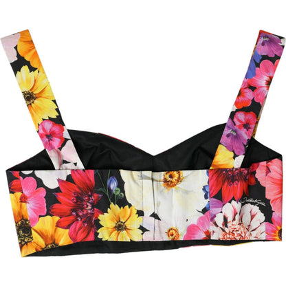 Dolce & Gabbana Multicolor Floral Sleeveless Bustier Crop Top