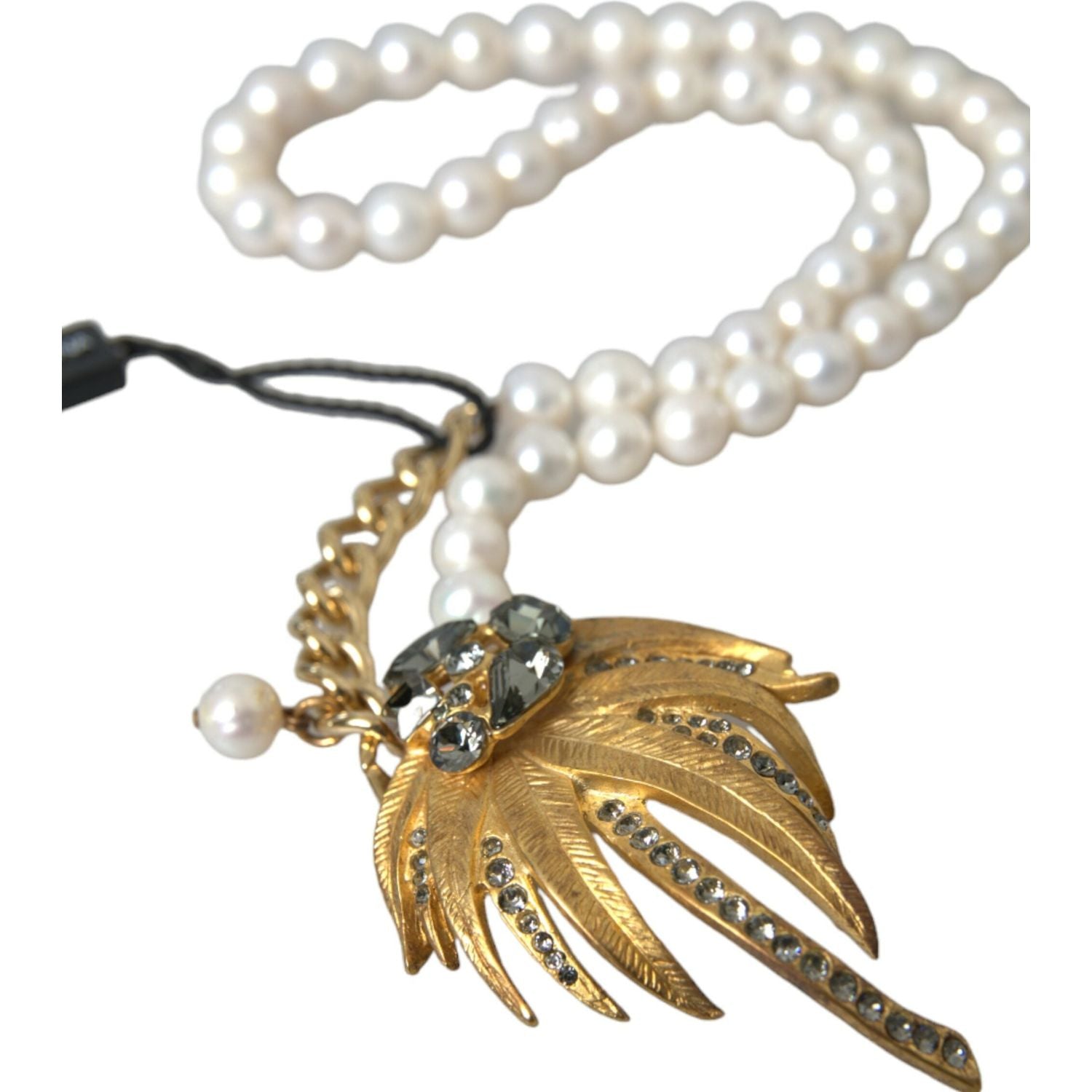 قلادة دولتشي آند غابانا الذهبية المصنوعة من النحاس والكريستال واللؤلؤ