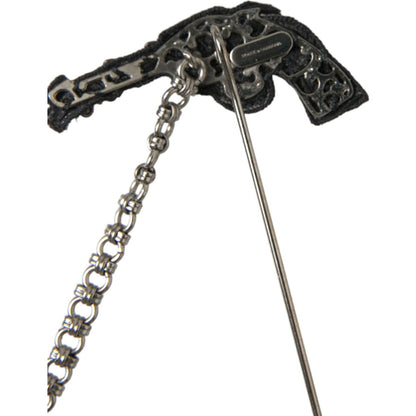 Dolce & Gabbana Brass Copper Silk Revolver Gun Men Brooch Lapel Pin Brooch