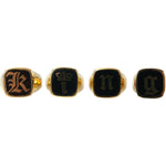 Dolce & Gabbana Gold Brass KING Enamel Set of 4 Ring Ring Dolce & Gabbana Black