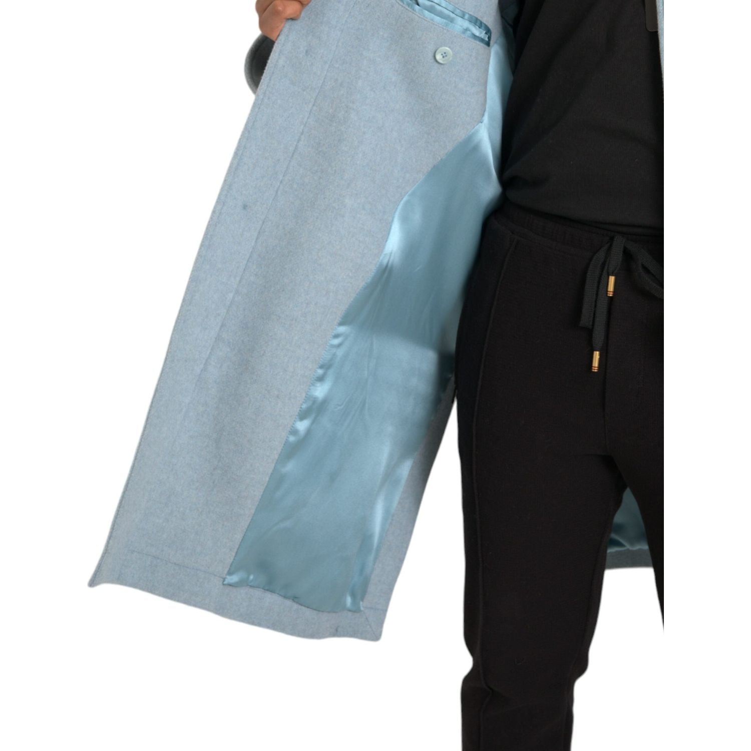 جاكيت ترنش من الصوف باللون الأزرق الفاتح من دولتشي آند غابانا