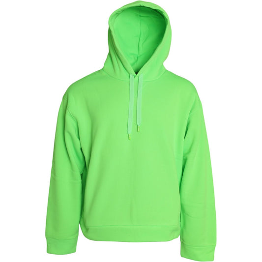 Dolce & Gabbana Neon Green Hooded Top Pullover Sweater Dolce & Gabbana Light Green