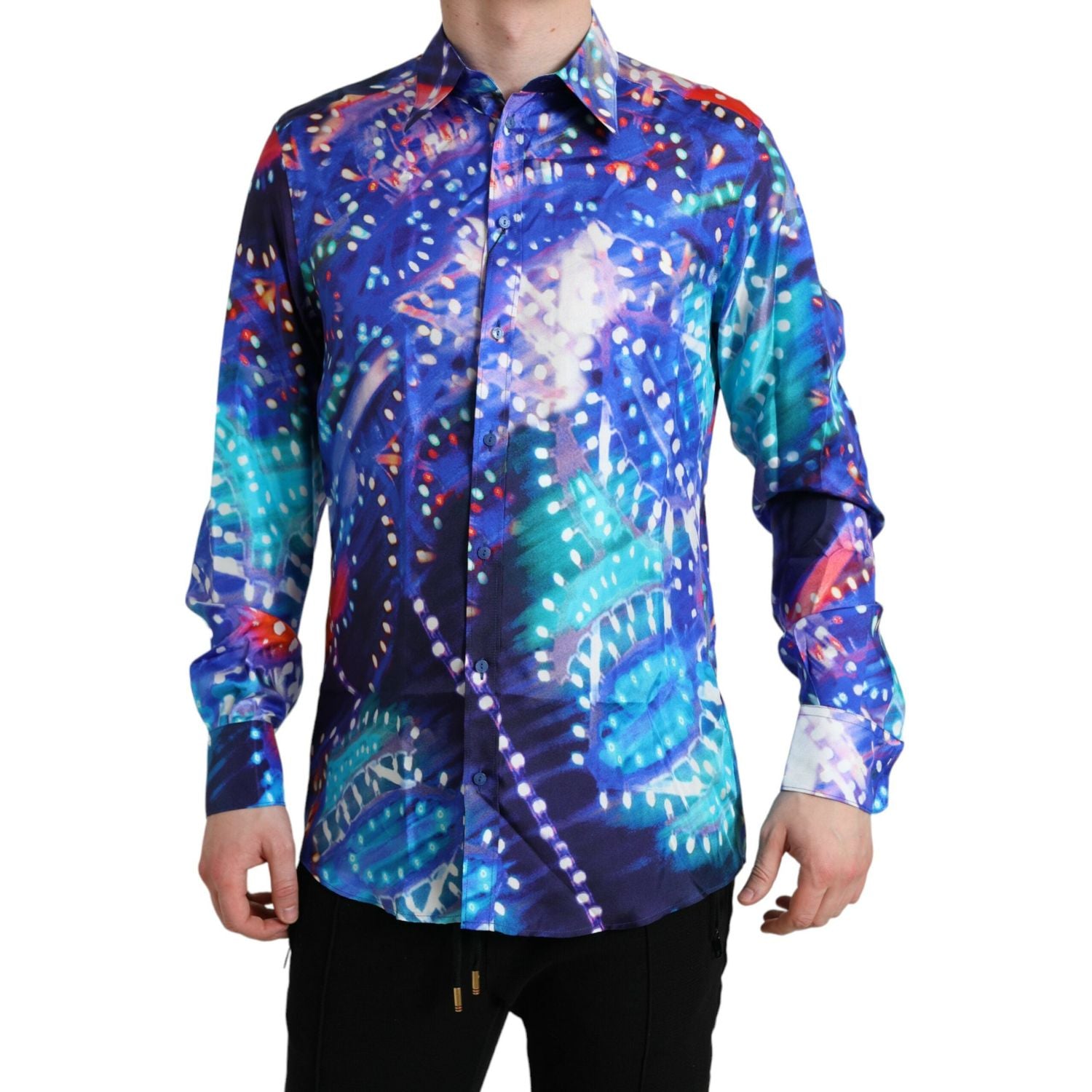 قميص دولتشي آند غابانا الأرجواني الحريري Luminarie Slim MARTINI