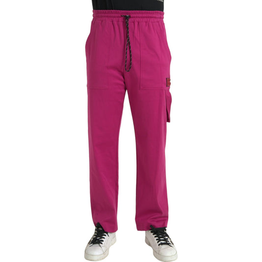 Dolce & Gabbana Pink Logo Cargo Cotton Jogger Sweatpants Pants Dolce & Gabbana Maroon